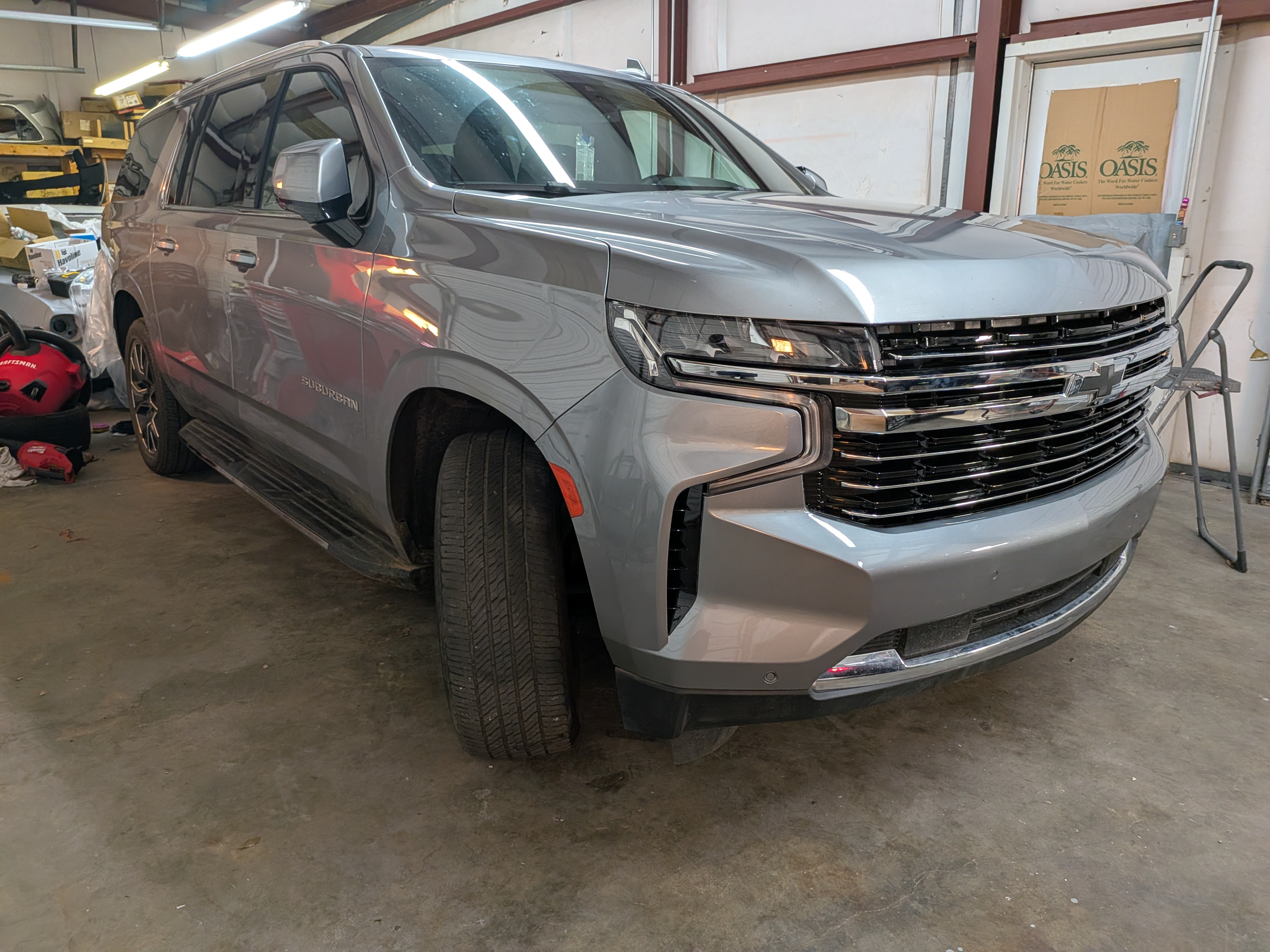 Chevrolet Suburban front bumper after repair